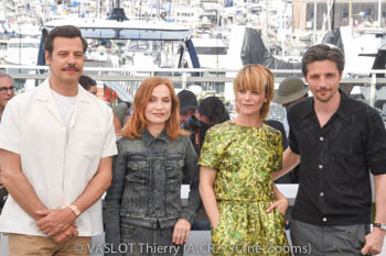 Raphaël Personnaz, Laurent Lafitte, Isabelle Huppert, Thierry Klifa and Marina Foïs