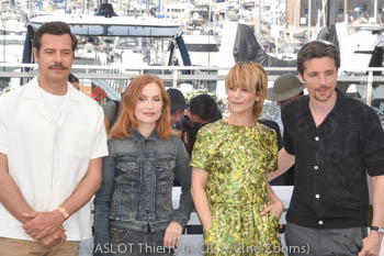Raphaël Personnaz, Laurent Lafitte, Isabelle Huppert, Thierry Klifa and Marina Foïs